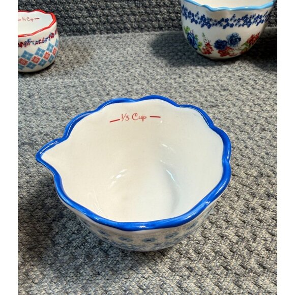 Pioneer Woman ~ Set of Four (4) CLASSIC CHARM ~ Stoneware ~ Measuring Bowls 2017 - Picture 8 of 12
